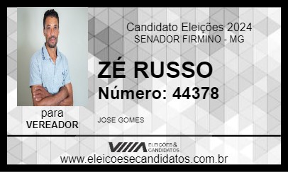 Candidato ZÉ RUSSO 2024 - SENADOR FIRMINO - Eleições