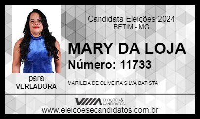 Candidato MARY DA LOJA 2024 - BETIM - Eleições