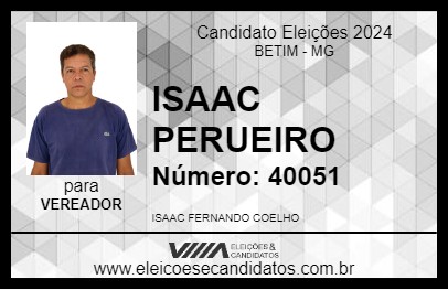 Candidato ISAAC PERUEIRO 2024 - BETIM - Eleições