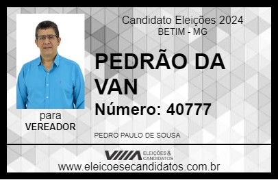 Candidato PEDRÃO DA VAN 2024 - BETIM - Eleições