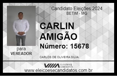 Candidato CARLIN AMIGÃO 2024 - BETIM - Eleições