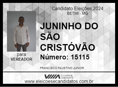 Candidato JUNINHO DO SÃO CRISTÓVÃO 2024 - BETIM - Eleições