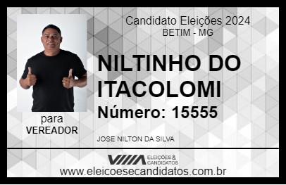 Candidato NILTINHO DO ITACOLOMI 2024 - BETIM - Eleições