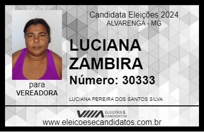 Candidato LUCIANA ZAMBIRA 2024 - ALVARENGA - Eleições