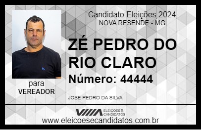 Candidato ZÉ PEDRO DO RIO CLARO 2024 - NOVA RESENDE - Eleições