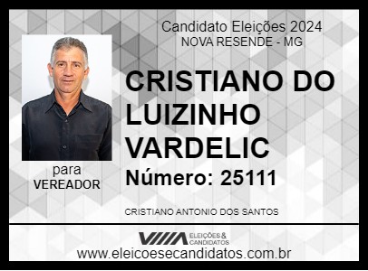 Candidato CRISTIANO DO LUIZINHO VARDELIC 2024 - NOVA RESENDE - Eleições