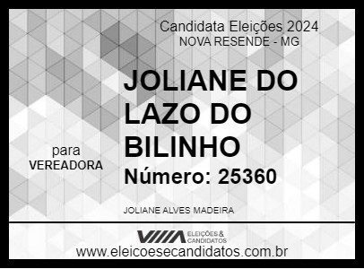 Candidato JOLIANE DO LAZO DO BILINHO 2024 - NOVA RESENDE - Eleições