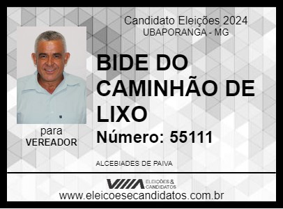 Candidato BIDE DO CAMINHÃO DE LIXO 2024 - UBAPORANGA - Eleições