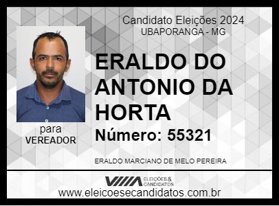 Candidato ERALDO DO ANTONIO DA HORTA 2024 - UBAPORANGA - Eleições