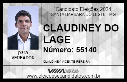 Candidato CLAUDINEY DO LAGE 2024 - SANTA BÁRBARA DO LESTE - Eleições