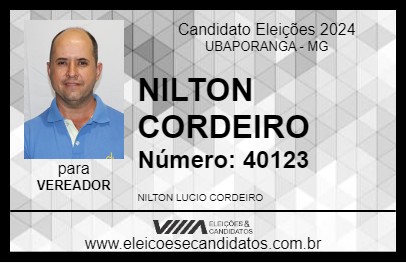 Candidato NILTON CORDEIRO 2024 - UBAPORANGA - Eleições