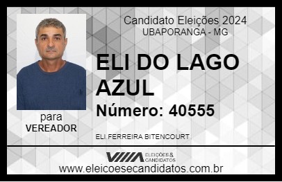 Candidato ELI DO LAGO AZUL 2024 - UBAPORANGA - Eleições