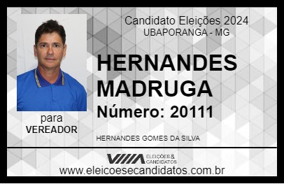 Candidato HERNANDES MADRUGA 2024 - UBAPORANGA - Eleições