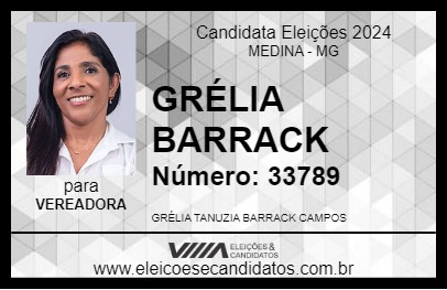 Candidato GRÉLIA BARRACK 2024 - MEDINA - Eleições