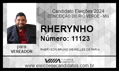 Candidato RHERYNHO 2024 - CONCEIÇÃO DO RIO VERDE - Eleições