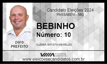 Candidato BEBINHO 2024 - PASSABÉM - Eleições