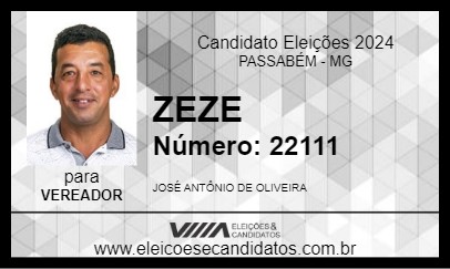 Candidato ZEZE 2024 - PASSABÉM - Eleições