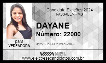 Candidato DAYANE 2024 - PASSABÉM - Eleições