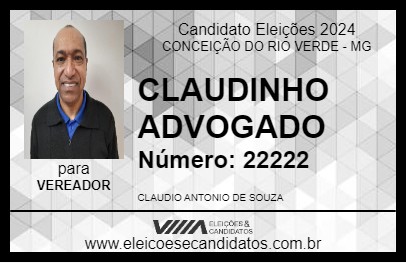 Candidato CLAUDINHO ADVOGADO 2024 - CONCEIÇÃO DO RIO VERDE - Eleições