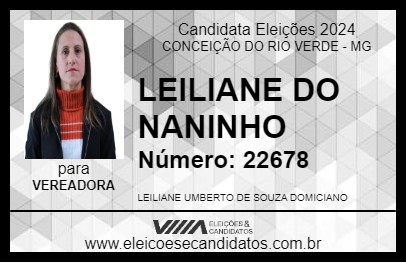 Candidato LEILIANE DO NANINHO 2024 - CONCEIÇÃO DO RIO VERDE - Eleições