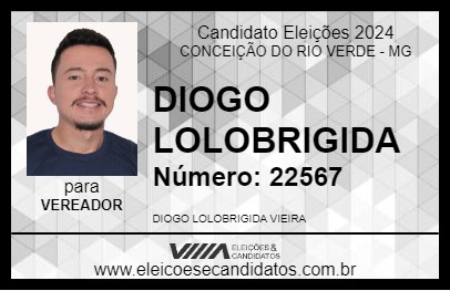 Candidato DIOGO LOLOBRIGIDA 2024 - CONCEIÇÃO DO RIO VERDE - Eleições