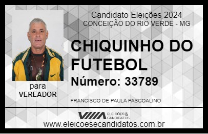 Candidato CHIQUINHO DO FUTEBOL 2024 - CONCEIÇÃO DO RIO VERDE - Eleições