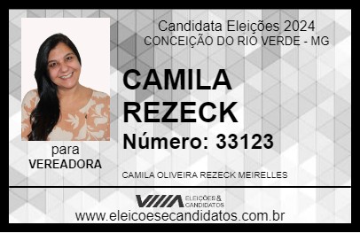 Candidato CAMILA REZECK 2024 - CONCEIÇÃO DO RIO VERDE - Eleições