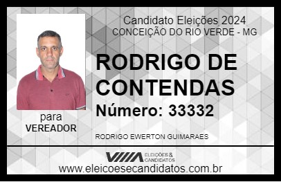 Candidato RODRIGO DE CONTENDAS 2024 - CONCEIÇÃO DO RIO VERDE - Eleições