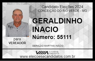 Candidato GERALDINHO INACIO 2024 - CONCEIÇÃO DO RIO VERDE - Eleições