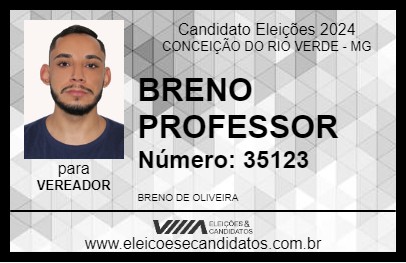 Candidato BRENO PROFESSOR 2024 - CONCEIÇÃO DO RIO VERDE - Eleições