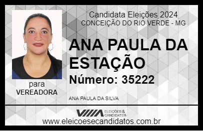 Candidato ANA PAULA DA ESTAÇÃO 2024 - CONCEIÇÃO DO RIO VERDE - Eleições