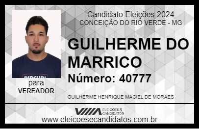 Candidato GUILHERME DO MARRICO 2024 - CONCEIÇÃO DO RIO VERDE - Eleições