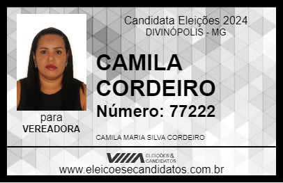 Candidato CAMILA CORDEIRO 2024 - DIVINÓPOLIS - Eleições