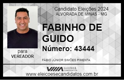 Candidato FABINHO DE GUIDO 2024 - ALVORADA DE MINAS - Eleições