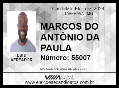 Candidato MARCOS DO ANTÔNIO DA PAULA 2024 - ITAVERAVA - Eleições