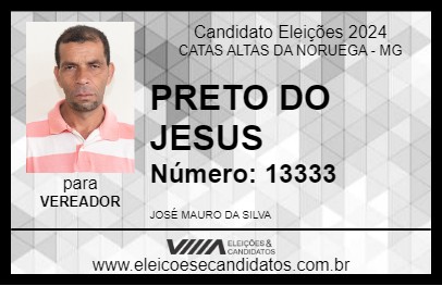 Candidato PRETO DO JESUS 2024 - CATAS ALTAS DA NORUEGA - Eleições