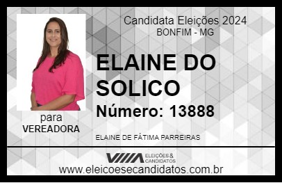 Candidato ELAINE DO SOLICO 2024 - BONFIM - Eleições