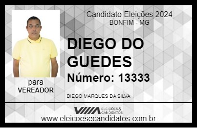 Candidato DIEGO DO GUEDES 2024 - BONFIM - Eleições