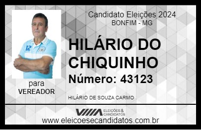 Candidato HILÁRIO DO CHIQUINHO 2024 - BONFIM - Eleições