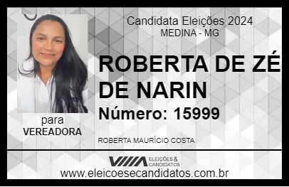 Candidato ROBERTA DE ZÉ DE NARIN 2024 - MEDINA - Eleições