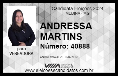 Candidato ANDRESSA MARTINS 2024 - MEDINA - Eleições