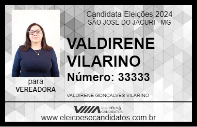 Candidato VALDIRENE VILARINO 2024 - SÃO JOSÉ DO JACURI - Eleições