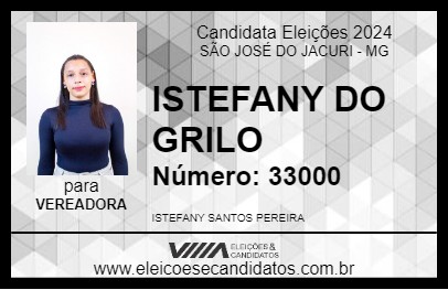 Candidato ISTEFANY DO GRILO 2024 - SÃO JOSÉ DO JACURI - Eleições