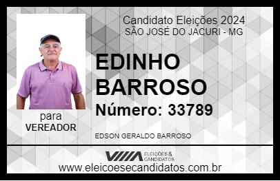 Candidato EDINHO BARROSO 2024 - SÃO JOSÉ DO JACURI - Eleições