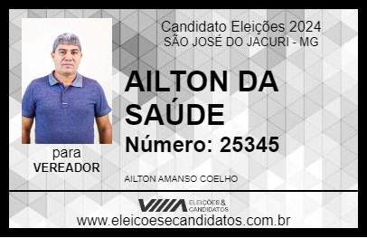 Candidato AILTON DA SAÚDE 2024 - SÃO JOSÉ DO JACURI - Eleições