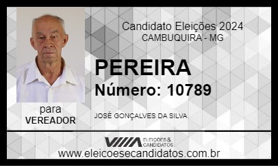 Candidato PEREIRA 2024 - CAMBUQUIRA - Eleições