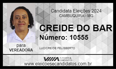 Candidato CREIDE DO BAR 2024 - CAMBUQUIRA - Eleições