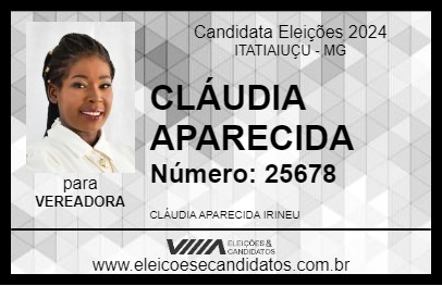 Candidato CLÁUDIA APARECIDA 2024 - ITATIAIUÇU - Eleições