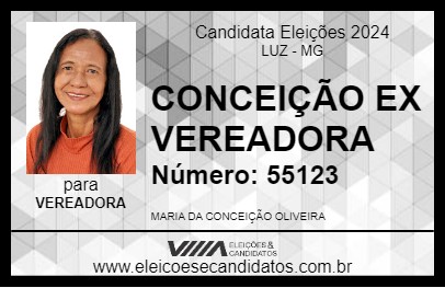 Candidato CONCEIÇÃO EX VEREADORA 2024 - LUZ - Eleições