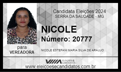 Candidato NICOLE 2024 - SERRA DA SAUDADE - Eleições